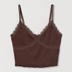 H&M Brown Fitted Crop Camisole